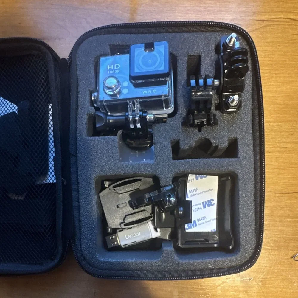 HD 1080P Wi-Fi Action Camera Waterproof Case Mounts Handlebar Clamp Bundle
